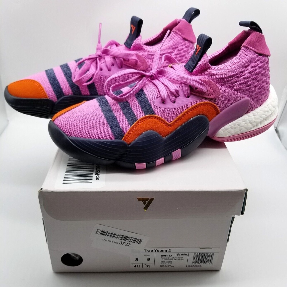 Adidas Men Trae Young 2.0 Basketball‎ Shoes Size 8 Pink Black Sneakers HO6483